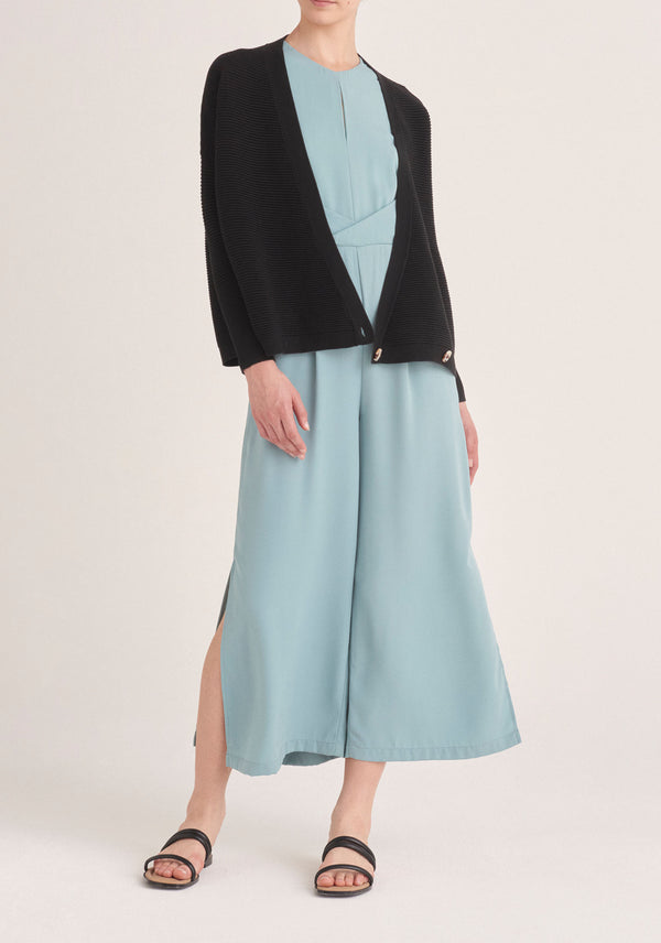 Paisie Detailed Waist Halterneck Jumpsuit in Teal